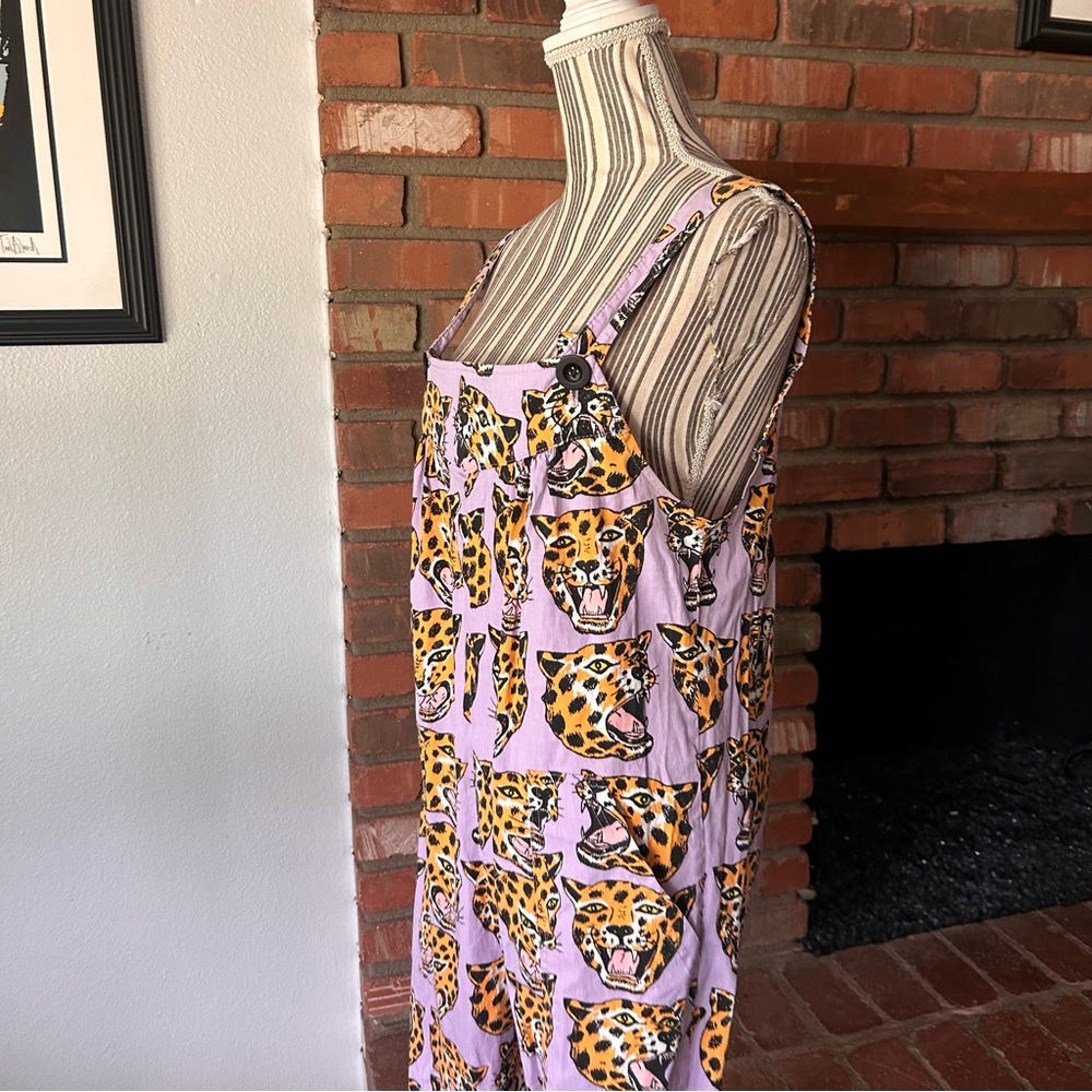 Nooworks Cheetah Head Overall Jumpsuit in Purple Sz M - Picture 6 of 11